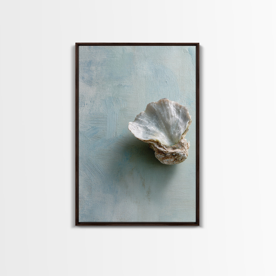Oyster Shell Study Framed Canvas Print, Bathroom Art, Wall Decor, Bathroom Decor, Fine Art, Spa, Contemporary Art, Wall Art, BAT-2x3-30
