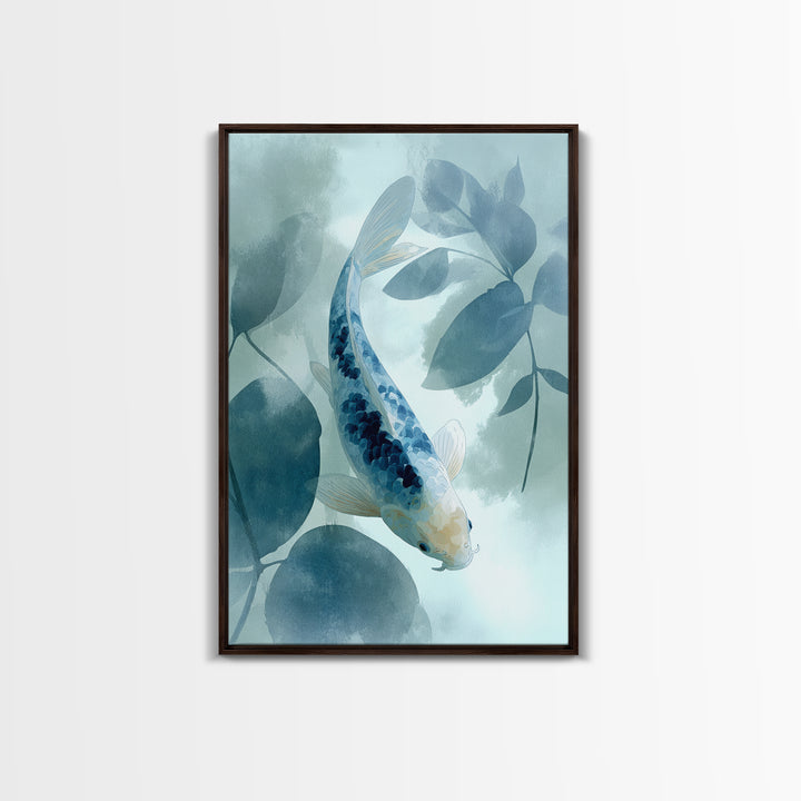 Minimal Koi Fish Swimming Through Clear Water Canvas Print, Bathroom Art, Minimalist Wall Art, Bathroom Decor, Fine Art, Spa, BAT-2x3-40