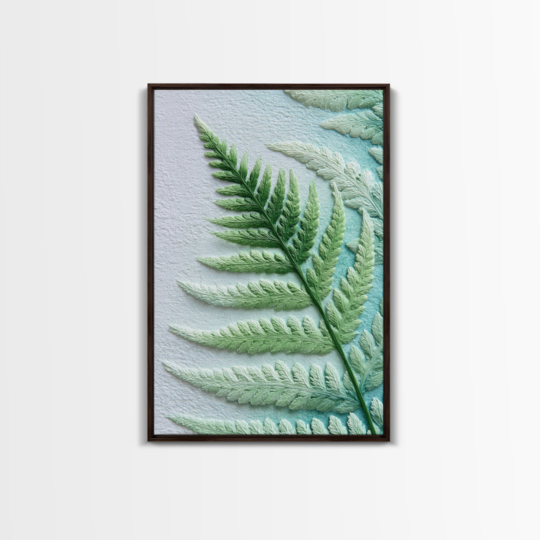 Green Fern Frond Closeup Framed Canvas Print, Bathroom Art, Fine Art Print, Bathroom Decor, Watercolor Art, Spa, Poster, BAT-2x3-42