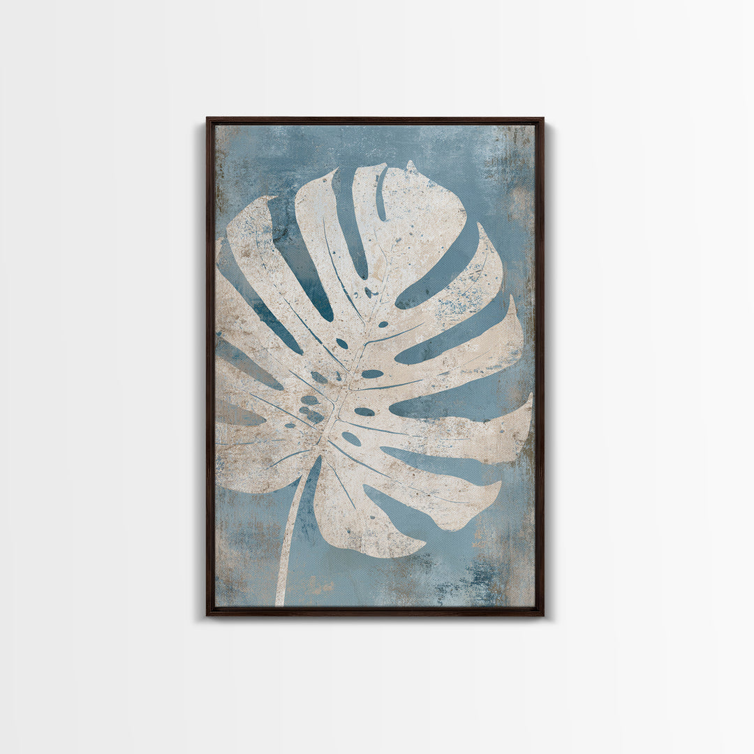 Tropical Leaf Silhouette Framed Canvas Print, Bathroom Art, Statement Artwork, Bathroom Decor, Fine Art, Spa, Digital Art, BAT-2x3-46