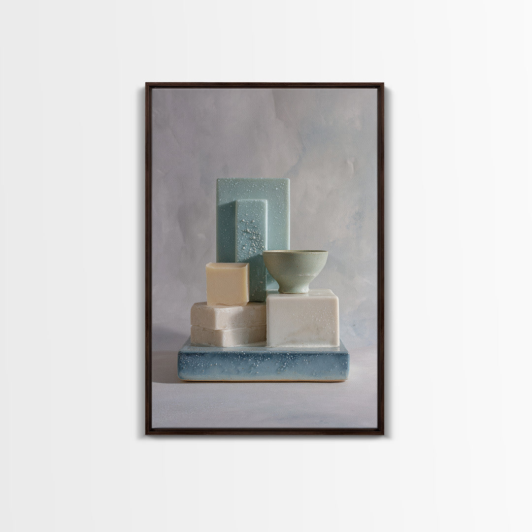 Clean Geometric Forms Canvas Print, Bathroom Art, Luxury Decor, Bathroom Decor, Abstract Art, Spa, Digital Wall Art, BAT-2x3-5