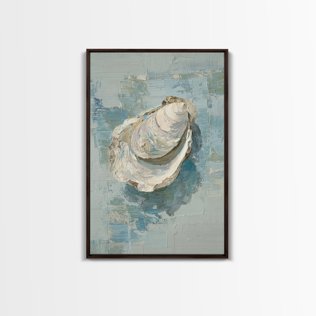 Oyster Shell Study Framed Canvas Print, Bathroom Art, Wall Decor, Bathroom Decor, Fine Art, Spa, Contemporary Art, Wall Art, BAT-2x3-6