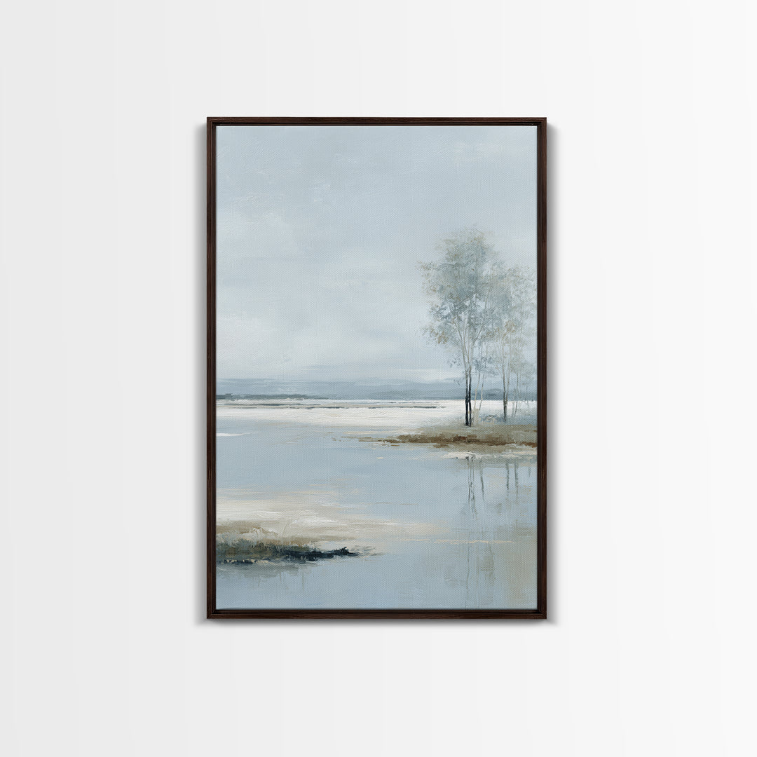 Misty Lake Scene Canvas Print, Bathroom Art, Poster, Bathroom Decor, Oil Painting, Spa, Digital Print, Dopamine Decor, BAT-2x3-65