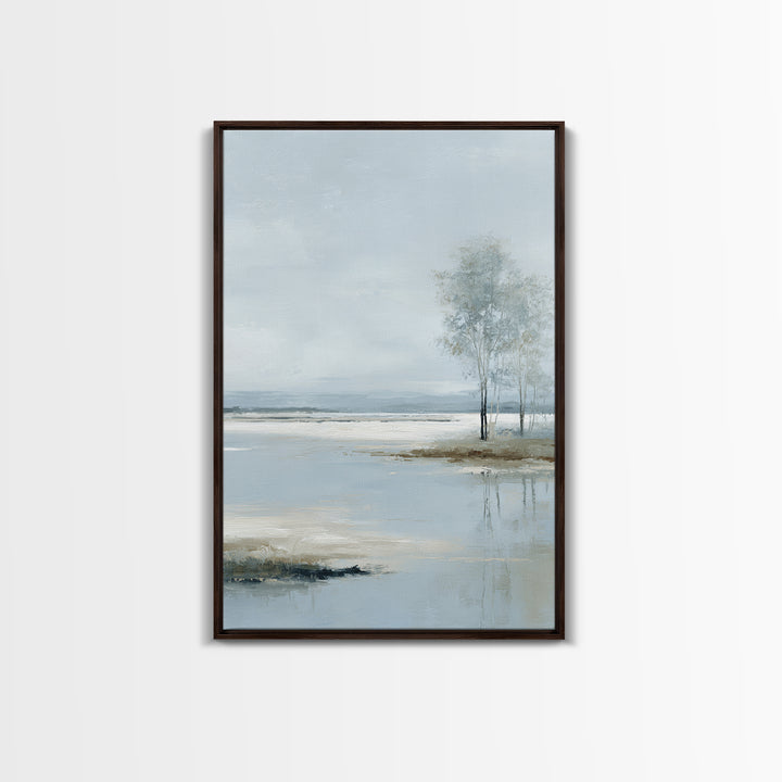 Misty Lake Scene Canvas Print, Bathroom Art, Poster, Bathroom Decor, Oil Painting, Spa, Digital Print, Dopamine Decor, BAT-2x3-65