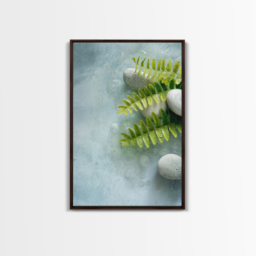 Green Fern Frond Closeup Canvas Print, Bathroom Art, Room Decor, Bathroom Decor, Oil Painting, Spa, Custom Pet Portrait, BAT-2x3-66