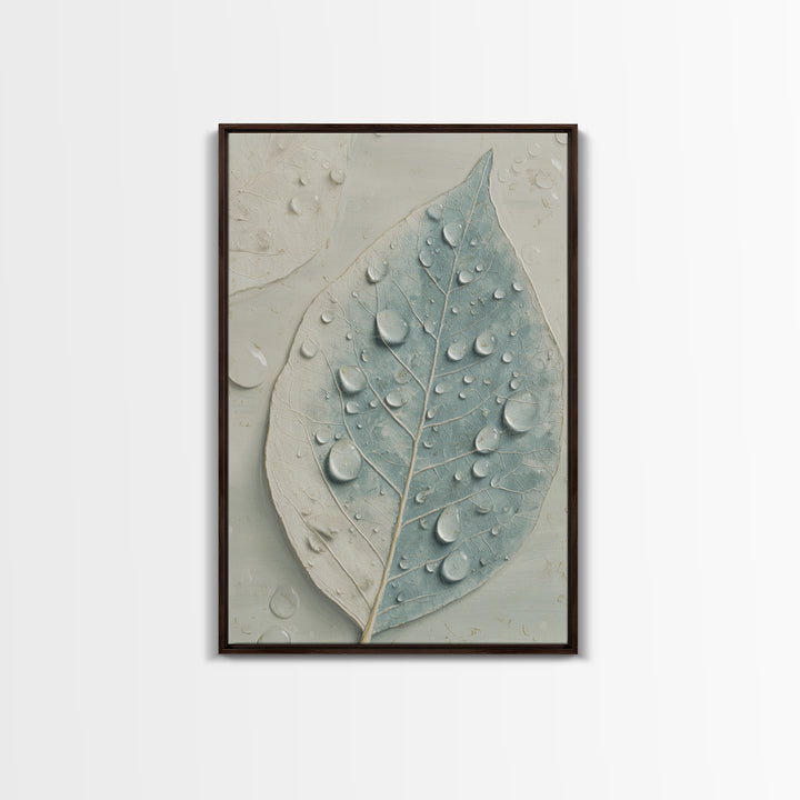 Tropical Leaf Silhouette Canvas Print, Bathroom Art, Textured Painting, Bathroom Decor, Oil Painting, Spa, Bathroom Wall Art, BAT-2x3-70