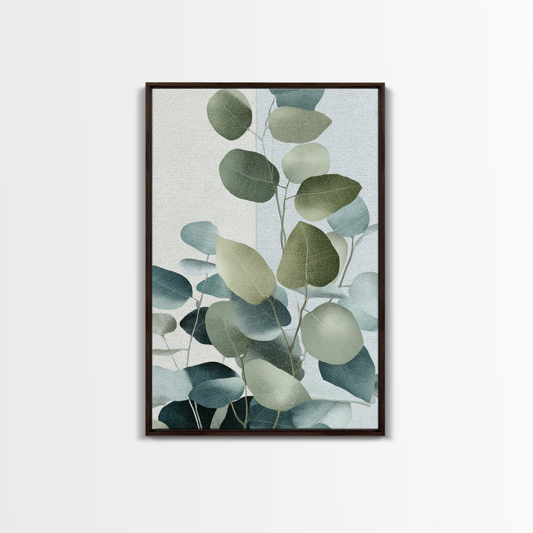 Spa Eucalyptus Branch Canvas Print, Bathroom Art, Contemporary Art, Bathroom Decor, Spa, Framed Wall Art, Dog Portrait, BAT-2x3-82