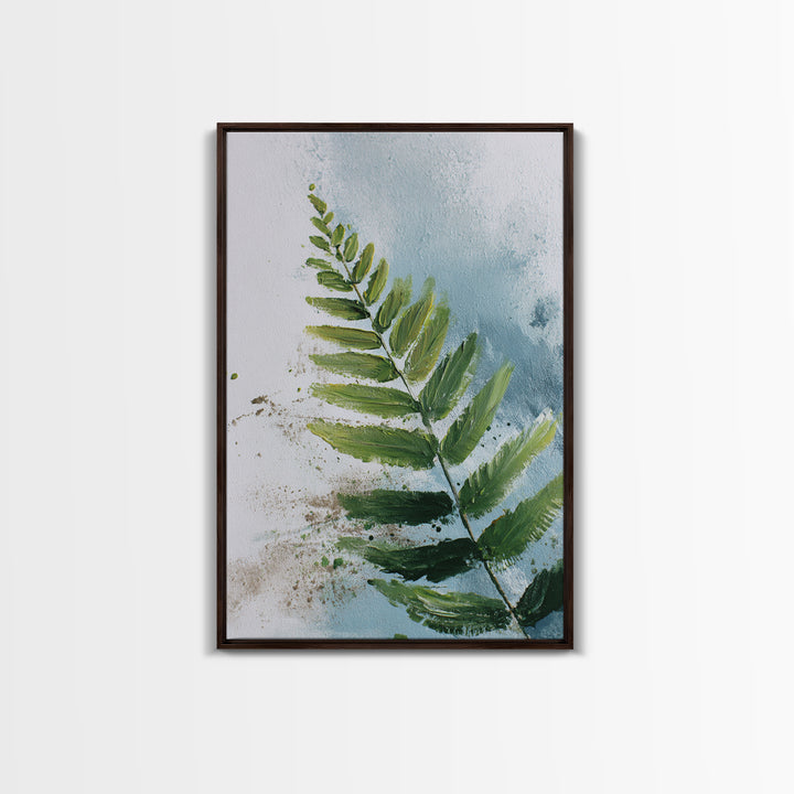 Green Fern Frond Closeup Framed Canvas Print, Bathroom Art, Home Decor, Bathroom Decor, Fine Art, Spa, Canvas Wall Art, BAT-2x3-90