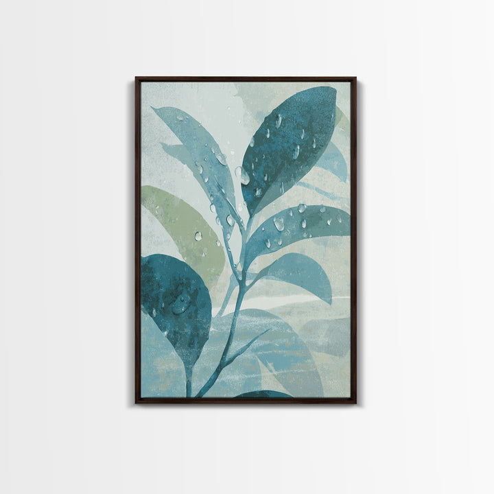 Tropical Leaf Silhouette Framed Canvas Print, Bathroom Art, Poster, Bathroom Decor, Watercolor Art, Spa, Digital Print, BAT-2x3-94