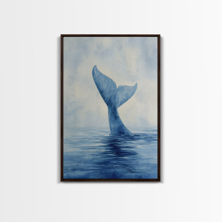 Watercolor Whale Tail Canvas Print, Bathroom Art, Digital Wall Art, Bathroom Decor, Spa, Unique Wall Art, Modern Wall Art, BAT-2x3-95