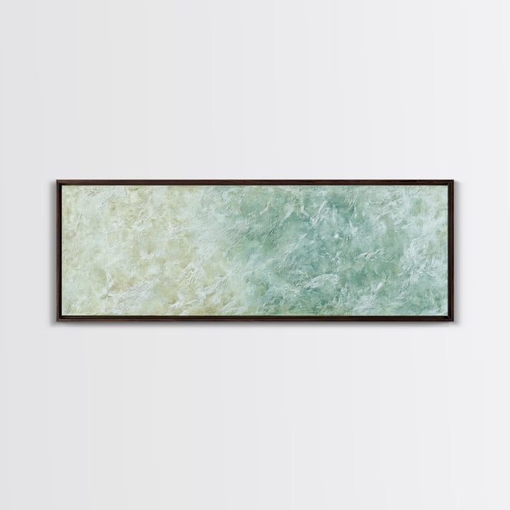 Sunlit Window Plant Shadow on Plaster Framed Canvas Print, Bathroom Art, Textured Painting, Bathroom Decor, Fine Art, Spa, BAT-3x1-10