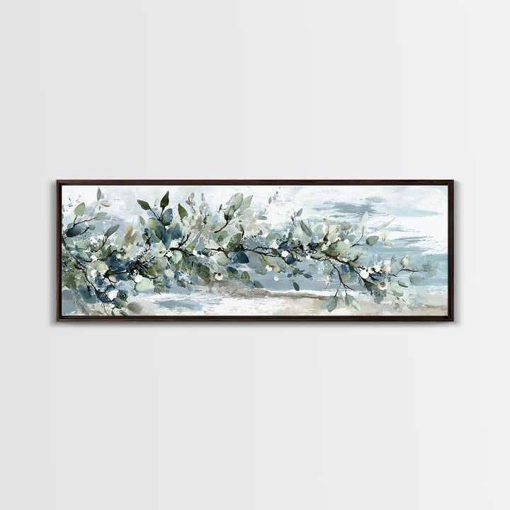 Spa Eucalyptus Branch Framed Canvas Print, Bathroom Art, Printable, Bathroom Decor, Watercolor Art, Spa, Bathroom Prints, BAT-3x1-18