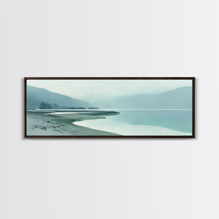 Misty Lake Scene Canvas Print, Bathroom Art, Dog Portrait, Bathroom Decor, Spa, Minimalist Wall Art, Bathroom Wallpaper, BAT-3x1-25
