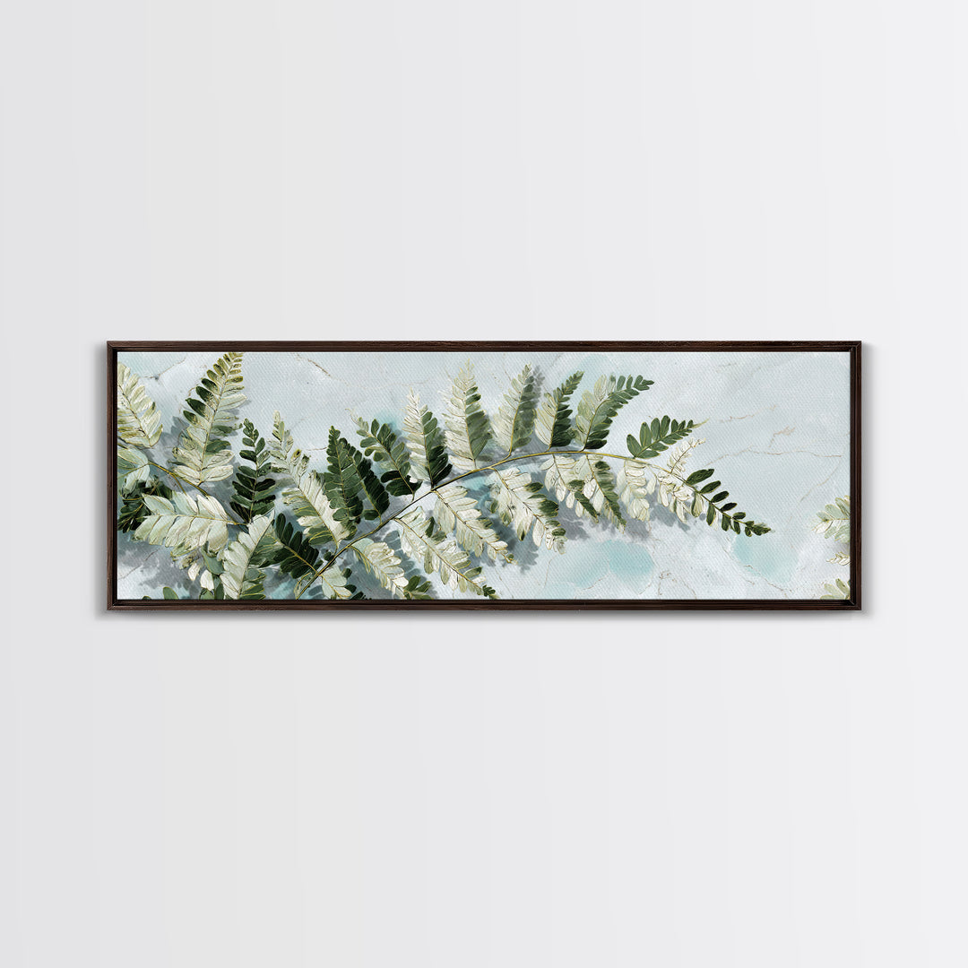 Green Fern Frond Closeup Canvas Print, Bathroom Art, Digital Wall Art, Bathroom Decor, Watercolor Art, Spa, Unique Wall Art, BAT-3x1-26