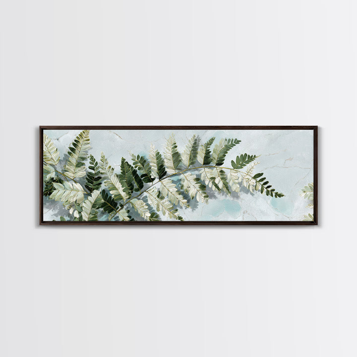 Green Fern Frond Closeup Canvas Print, Bathroom Art, Digital Wall Art, Bathroom Decor, Watercolor Art, Spa, Unique Wall Art, BAT-3x1-26