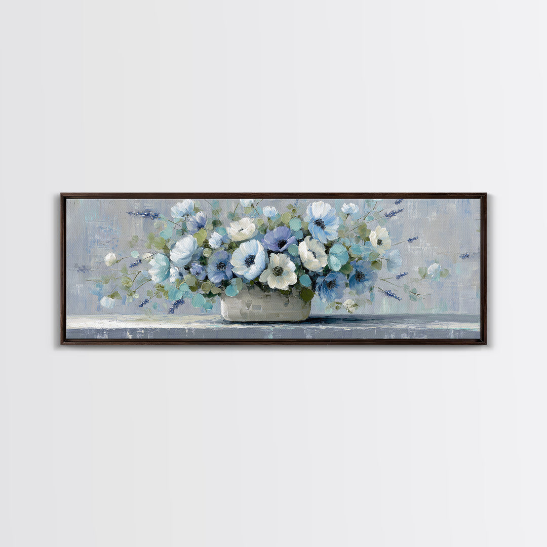 Lavender Sprigs in a Ceramic Vase Framed Canvas Print, Bathroom Art, Funny Bathroom Art, Bathroom Decor, Oil Painting, Spa, BAT-3x1-28