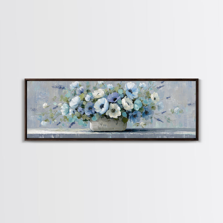 Lavender Sprigs in a Ceramic Vase Framed Canvas Print, Bathroom Art, Funny Bathroom Art, Bathroom Decor, Oil Painting, Spa, BAT-3x1-28