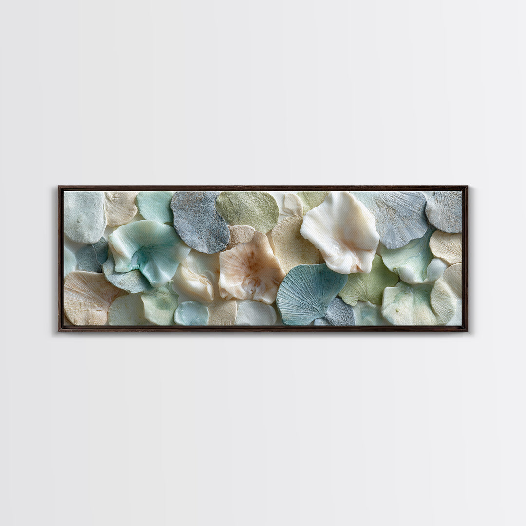 Coral and Shell Arrangement Canvas Print, Bathroom Art, Halloween Art, Bathroom Decor, Fine Art, Spa, Textured Painting, BAT-3x1-3