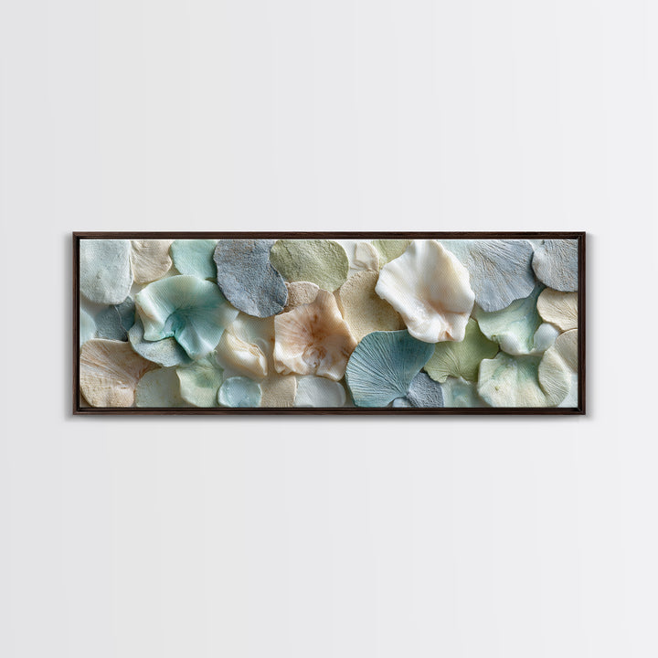 Coral and Shell Arrangement Canvas Print, Bathroom Art, Halloween Art, Bathroom Decor, Fine Art, Spa, Textured Painting, BAT-3x1-3