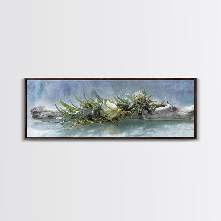 Botanical Bath Herb Arrangement Canvas Print, Bathroom Art, Bathroom Wall Art, Bathroom Decor, Oil Painting, Spa, BAT-3x1-33