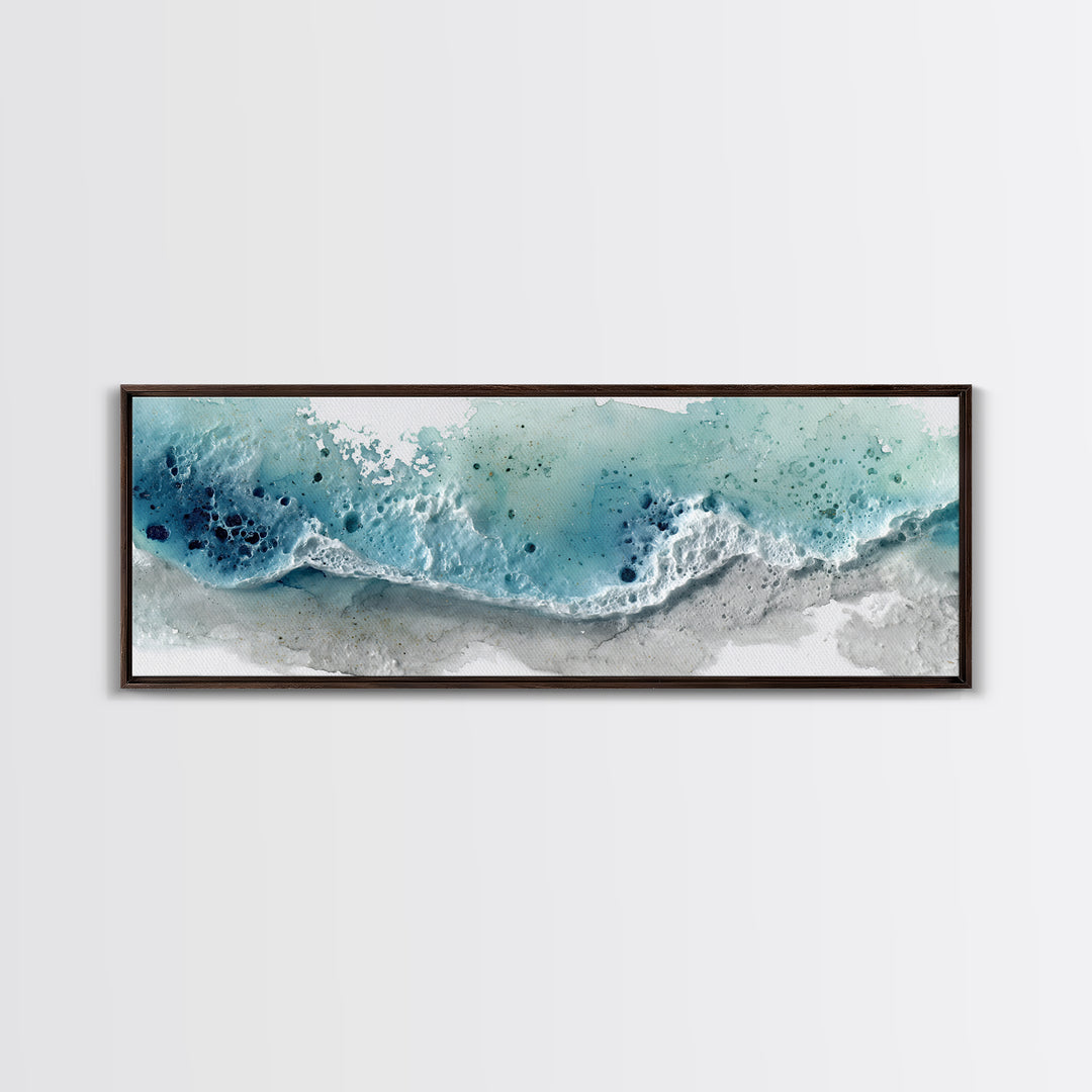 Calming Blue Ocean Wave Study Canvas Print, Bathroom Art, Bathroom Prints, Bathroom Decor, Watercolor Art, Spa, Trendy Wall Art, BAT-3x1-41