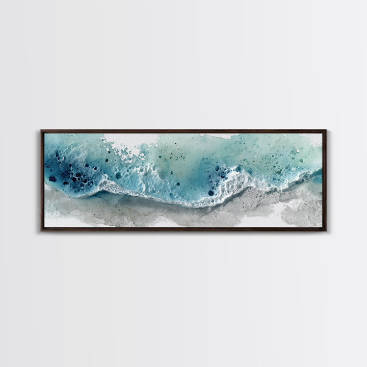 Calming Blue Ocean Wave Study Canvas Print, Bathroom Art, Bathroom Prints, Bathroom Decor, Watercolor Art, Spa, Trendy Wall Art, BAT-3x1-41