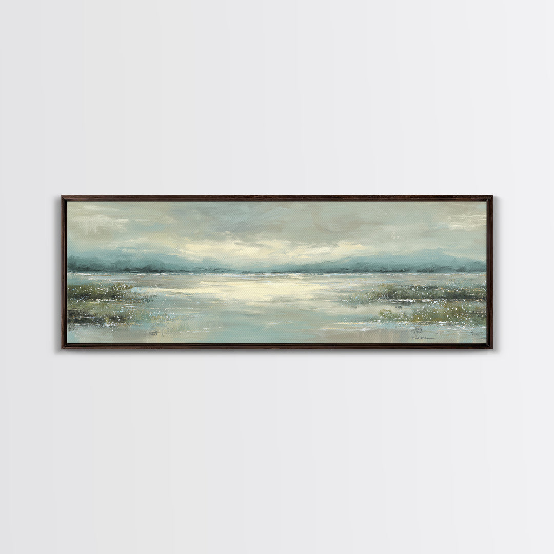 Misty Lake Scene Canvas Print, Bathroom Art, Dog Portrait, Bathroom Decor, Spa, Minimalist Wall Art, Bathroom Wallpaper, BAT-3x1-49