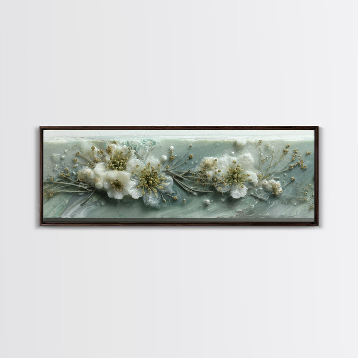 Botanical Bath Herb Arrangement Framed Canvas Print, Bathroom Art, Digital Print, Bathroom Decor, Watercolor Art, Spa, BAT-3x1-57