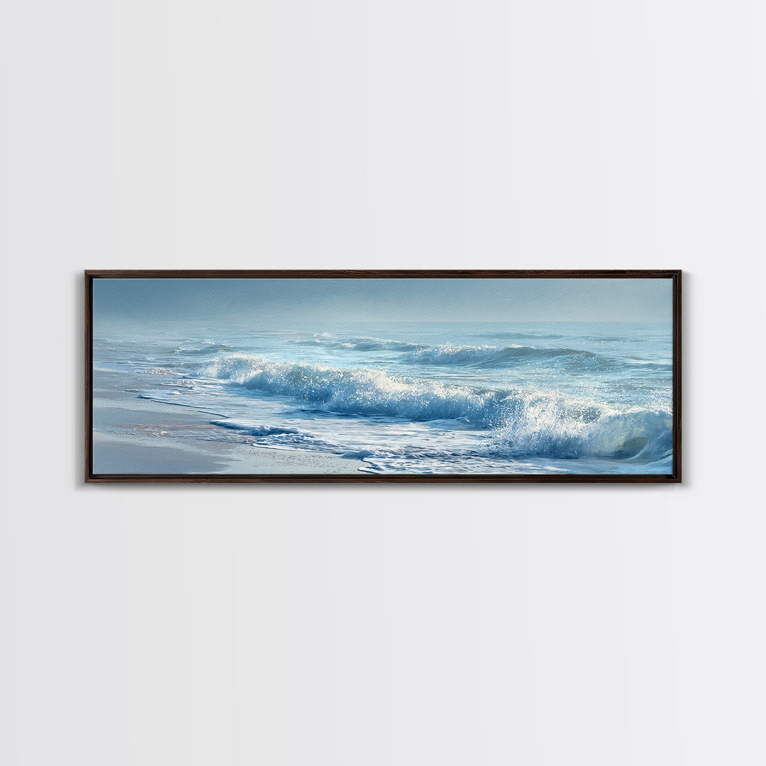 Calming Blue Ocean Wave Study Canvas Print, Bathroom Art, Bathroom Prints, Bathroom Decor, Watercolor Art, Spa, Trendy Wall Art, BAT-3x1-65