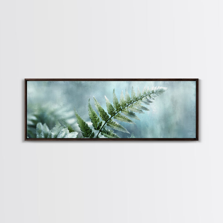 Green Fern Frond Closeup Framed Canvas Print, Bathroom Art, Framed Wall Art, Bathroom Decor, Oil Painting, Spa, BAT-3x1-74