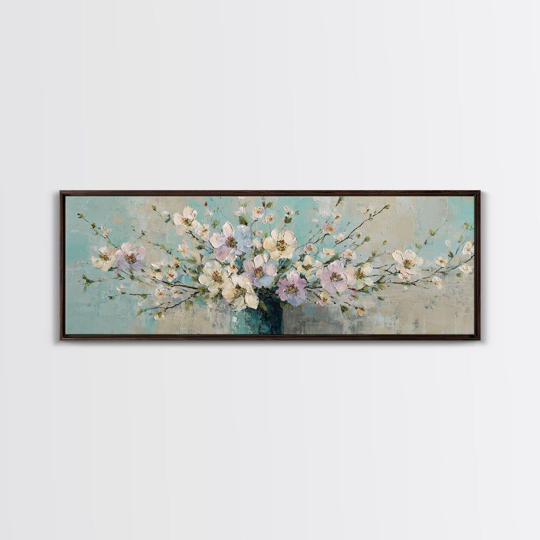 Lavender Sprigs in a Ceramic Vase Canvas Print, Bathroom Art, Contemporary Art, Bathroom Decor, Fine Art, Spa, Framed Wall Art, BAT-3x1-76
