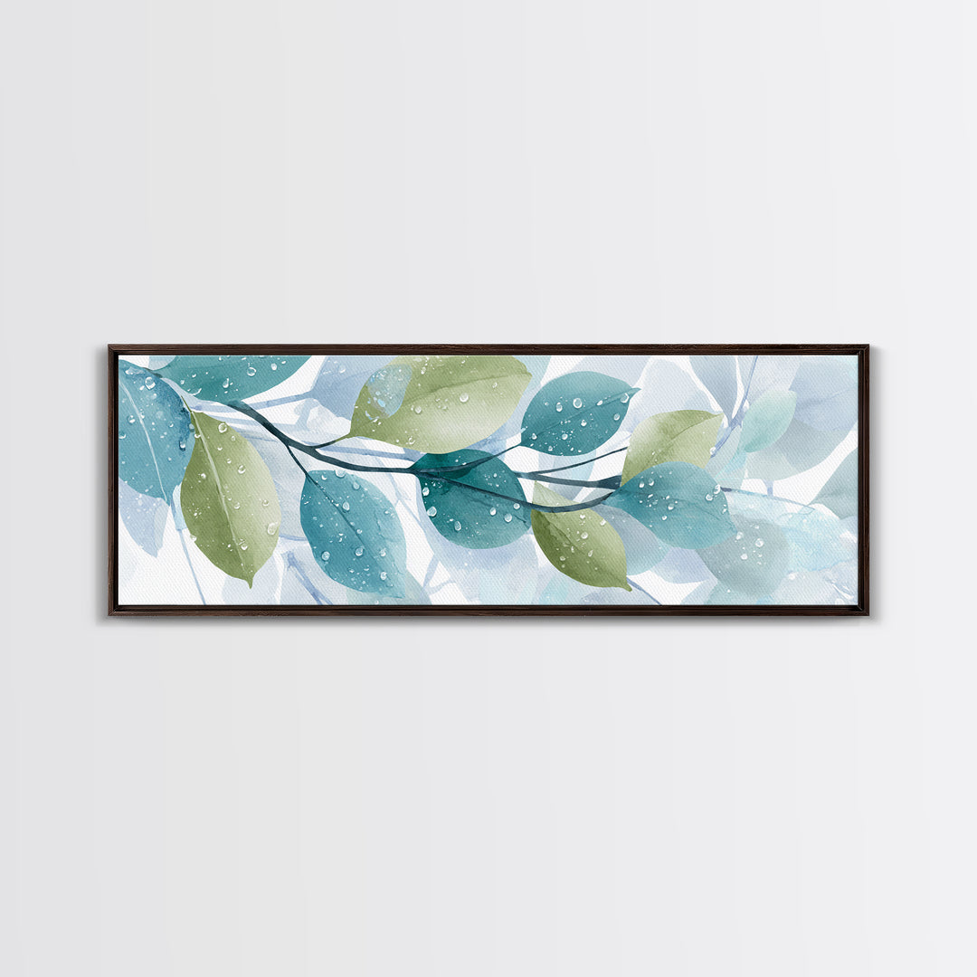 Tropical Leaf Silhouette Canvas Print, Bathroom Art, Textured Painting, Bathroom Decor, Oil Painting, Spa, Bathroom Wall Art, BAT-3x1-78