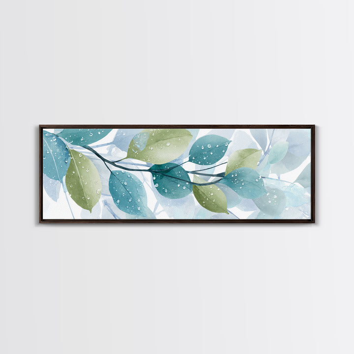 Tropical Leaf Silhouette Canvas Print, Bathroom Art, Textured Painting, Bathroom Decor, Oil Painting, Spa, Bathroom Wall Art, BAT-3x1-78