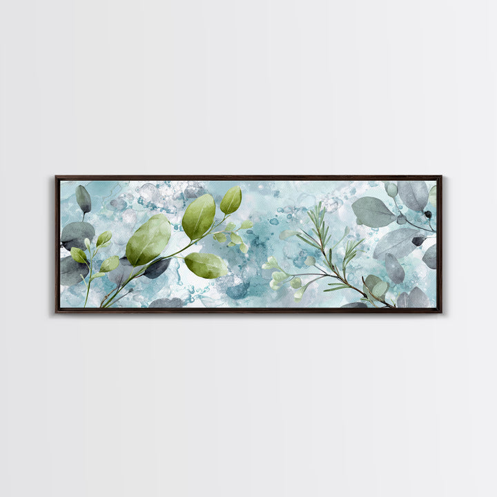 Botanical Bath Herb Arrangement Framed Canvas Print, Bathroom Art, Digital Print, Bathroom Decor, Watercolor Art, Spa, BAT-3x1-81