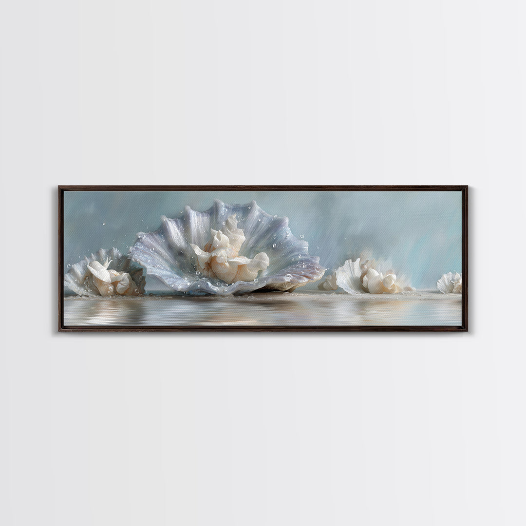 Oyster Shell Study Canvas Print, Bathroom Art, Printable, Bathroom Decor, Watercolor Art, Spa, Bathroom Prints, BAT-3x1-86
