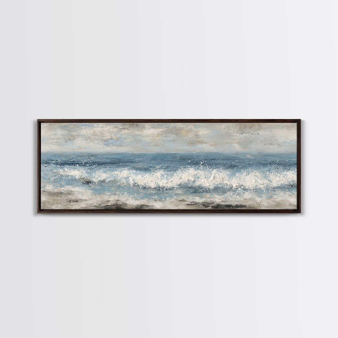 Calming Blue Ocean Wave Study Framed Canvas Print, Bathroom Art, Bathroom Accessories, Bathroom Decor, Fine Art, Spa, BAT-3x1-89