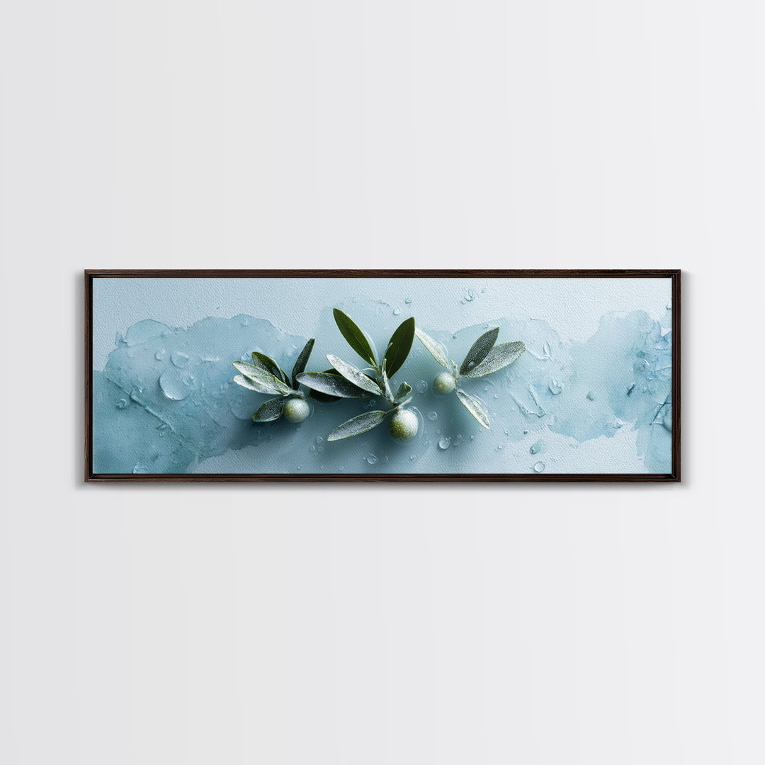 Botanical Bath Herb Arrangement Framed Canvas Print, Bathroom Art, Digital Art, Bathroom Decor, Fine Art, Spa, Dopamine Decor, BAT-3x1-9
