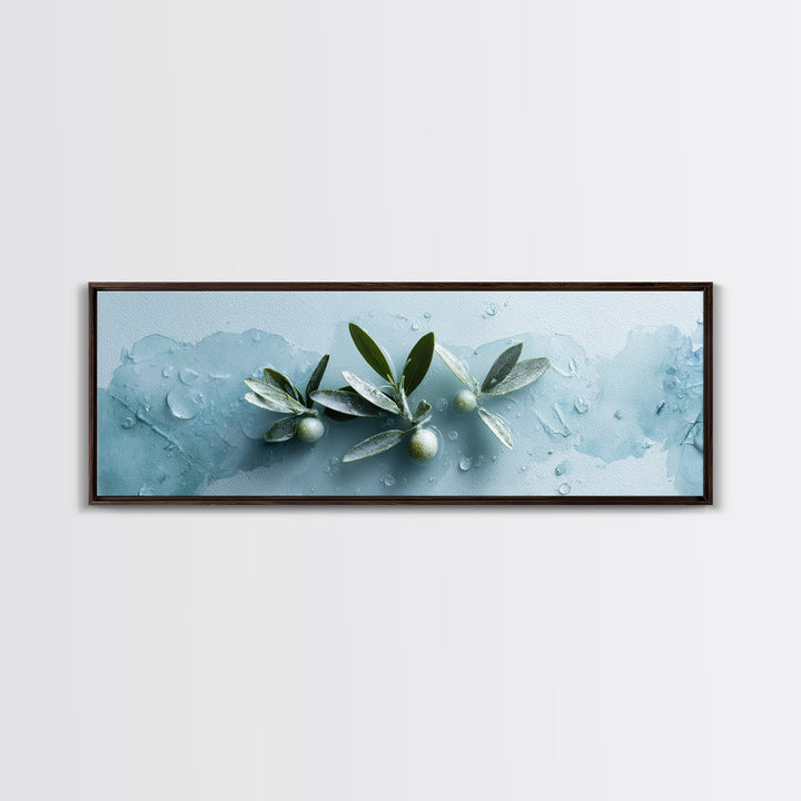 Botanical Bath Herb Arrangement Framed Canvas Print, Bathroom Art, Digital Art, Bathroom Decor, Fine Art, Spa, Dopamine Decor, BAT-3x1-9