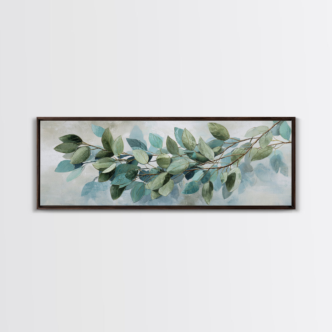 Spa Eucalyptus Branch Framed Canvas Print, Bathroom Art, Dopamine Decor, Bathroom Decor, Fine Art, Spa, Halloween Art, BAT-3x1-90