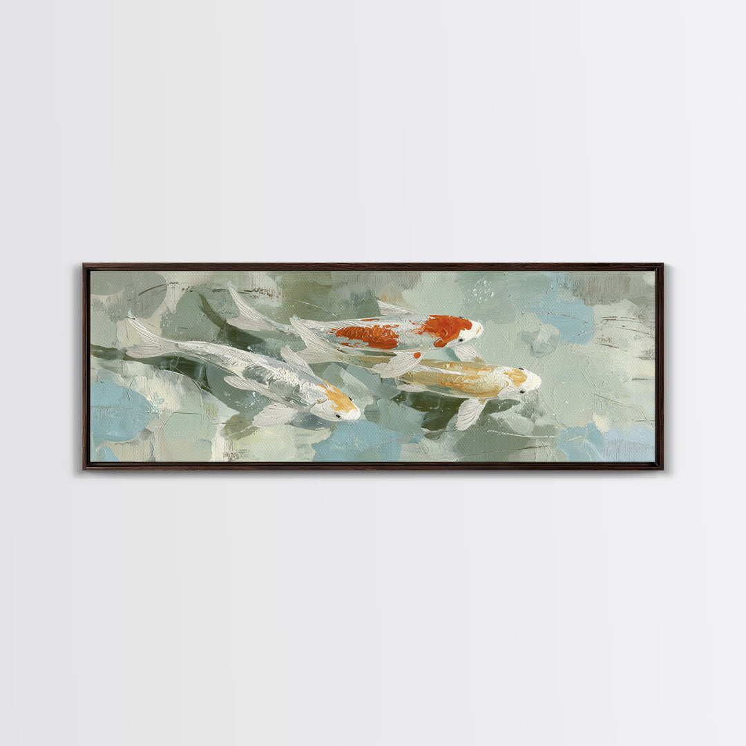 Minimal Koi Fish Swimming Through Clear Water Canvas Print, Bathroom Art, Bathroom Art Decor, Bathroom Decor, Fine Art, Spa, BAT-3x1-96