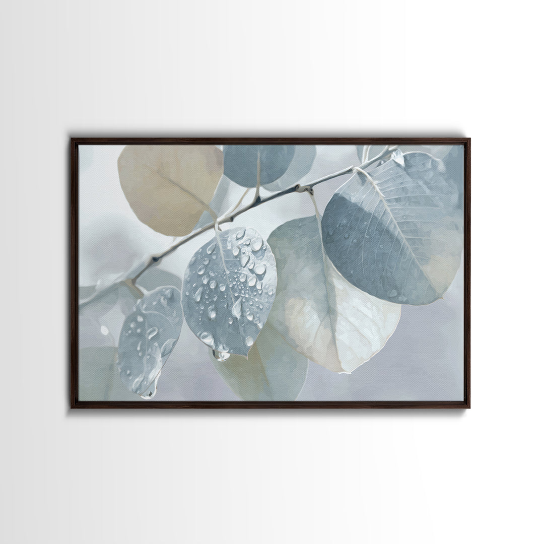 Tropical Leaf Silhouette Framed Canvas Print, Bathroom Art, Poster, Bathroom Decor, Watercolor Art, Spa, Digital Print, BAT-3x2-18