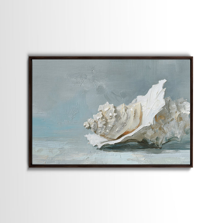 Oyster Shell Study Framed Canvas Print, Bathroom Art, Minimalist Decor, Bathroom Decor, Spa, Wall Hanging, Framed Wall Art, BAT-3x2-2