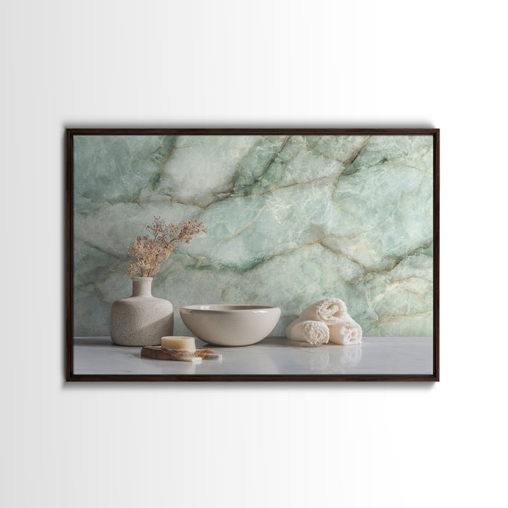 Abstract Marble Texture Framed Canvas Print, Bathroom Art, Bathroom Decor, Abstract Art, Spa, Bathroom Wall Decor, BAT-3x2-20