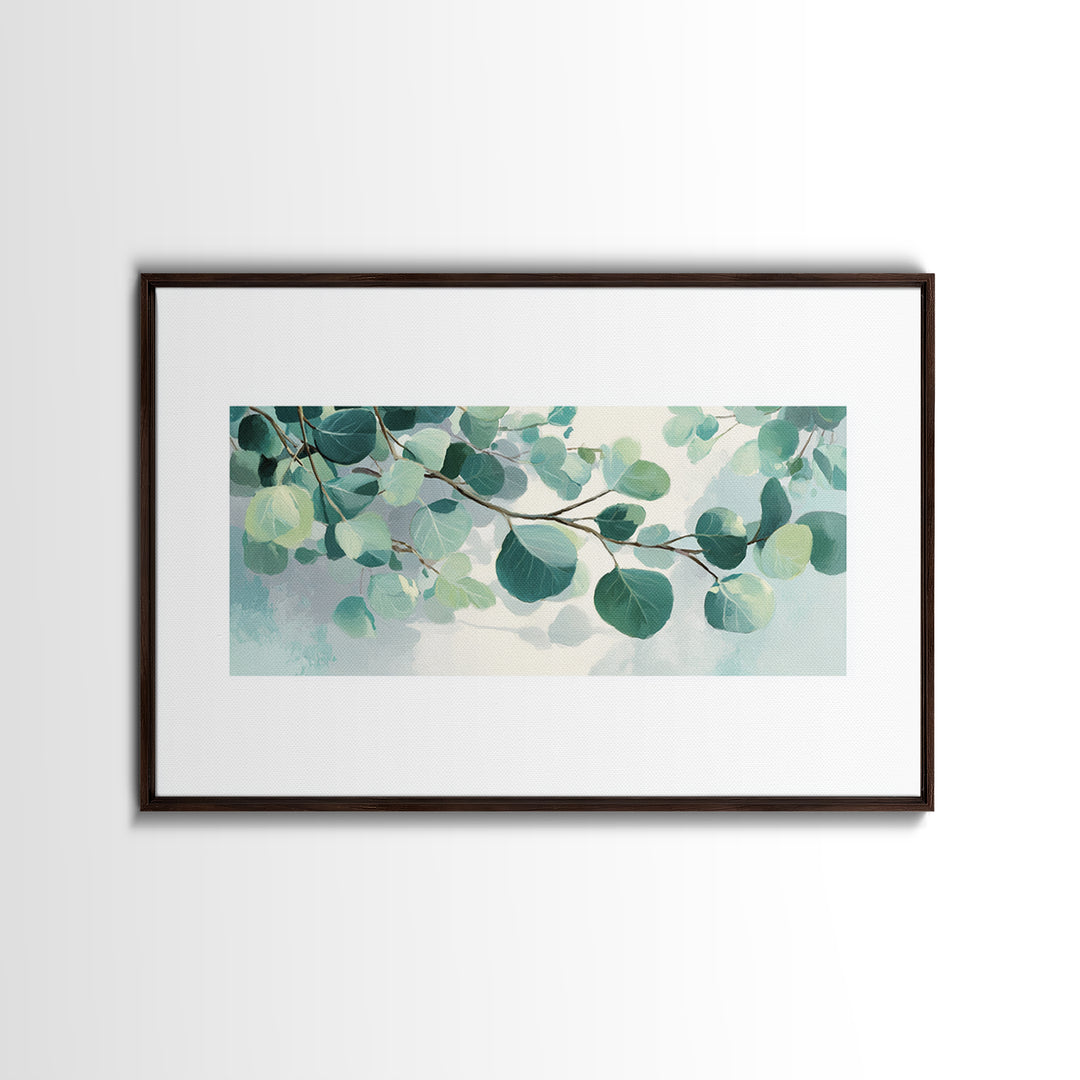 Spa Eucalyptus Branch Canvas Print, Bathroom Art, Wall Hanging, Bathroom Decor, Oil Painting, Spa, Modern Art, BAT-3x2-30