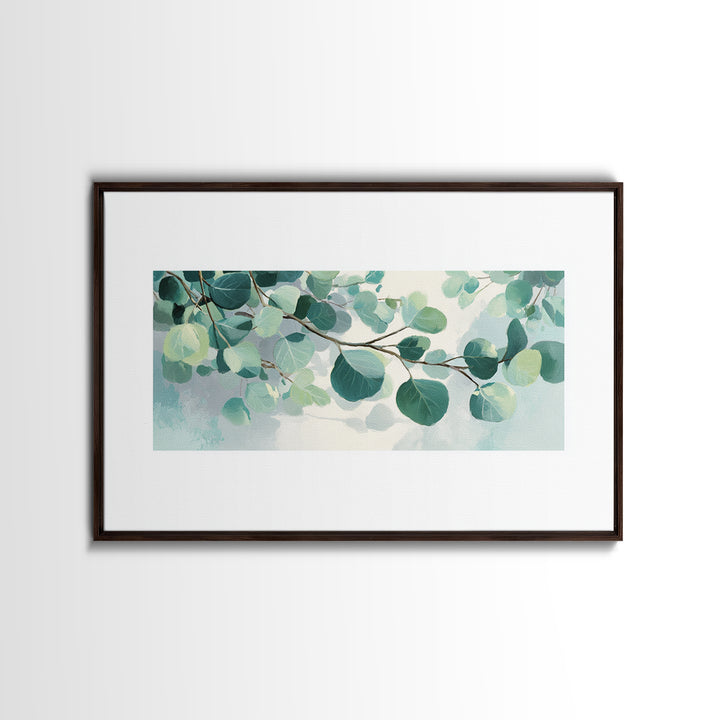 Spa Eucalyptus Branch Canvas Print, Bathroom Art, Wall Hanging, Bathroom Decor, Oil Painting, Spa, Modern Art, BAT-3x2-30