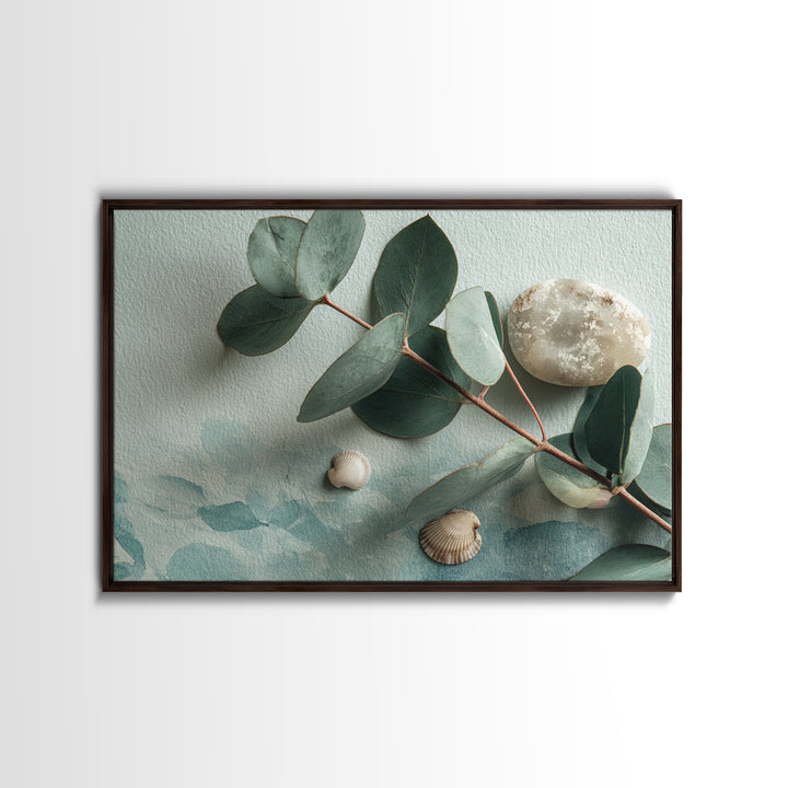 Spa Eucalyptus Branch Canvas Print, Bathroom Art, Wall Hanging, Bathroom Decor, Oil Painting, Spa, Modern Art, BAT-3x2-54