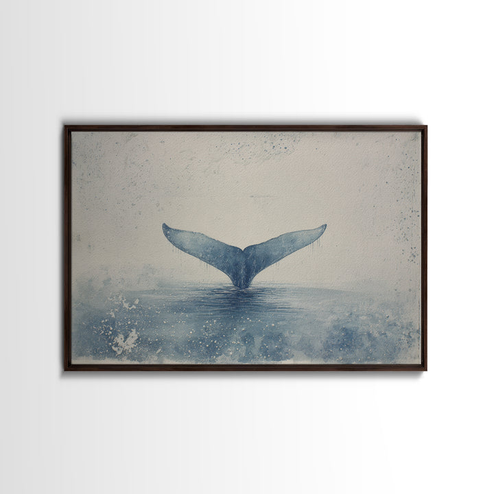 Watercolor Whale Tail Canvas Print, Bathroom Art, Trendy Wall Art, Bathroom Decor, Fine Art, Spa, Textured Painting, BAT-3x2-67