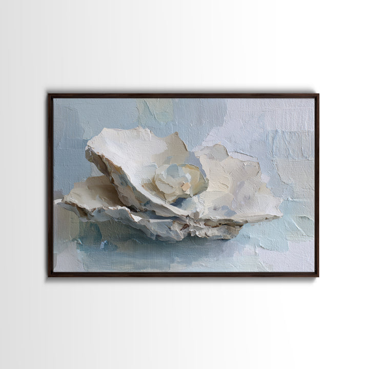 Oyster Shell Study Framed Canvas Print, Bathroom Art, Bathroom Decor, Oil Painting, Spa, Bathroom Accessories, Modern Art, BAT-3x2-74