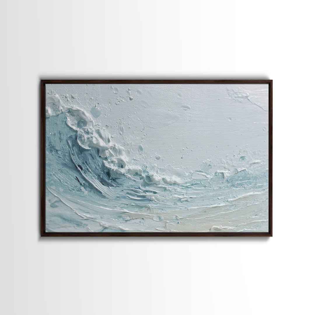 Calming Blue Ocean Wave Study Framed Canvas Print, Bathroom Art, Modern Art, Bathroom Decor, Fine Art, Spa, Statement Artwork, BAT-3x2-77