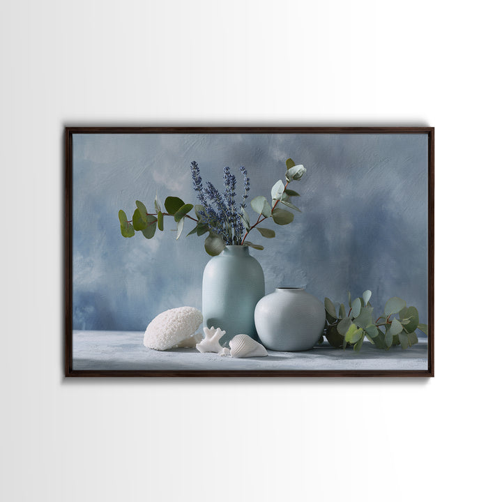 Lavender Sprigs in a Ceramic Vase Canvas Print, Bathroom Art, Funny Bathroom Art, Bathroom Decor, Fine Art, Spa, Art Print, BAT-3x2-88